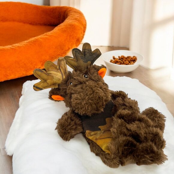 Vibrant Life Tough Buddy Camo Moose Plush Dog Toy Level 3 Durable Squeaky Chew - Picture 3 of 15